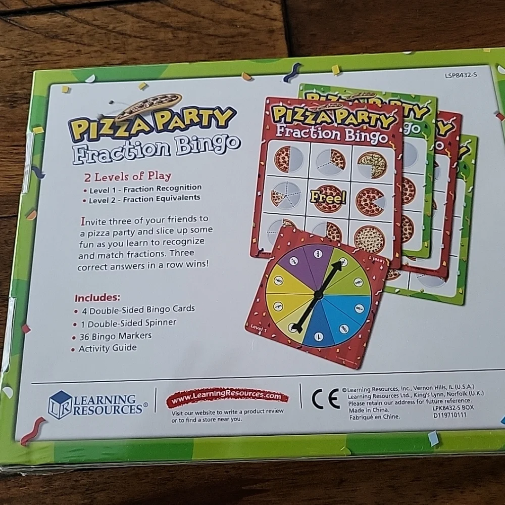 Learning Resources Pizza Party Fraction Bingo Box